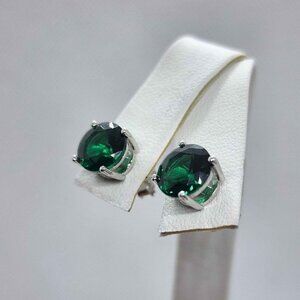 Last One NEW Sterling Silver 925 Green GemStone Studs - Earrings